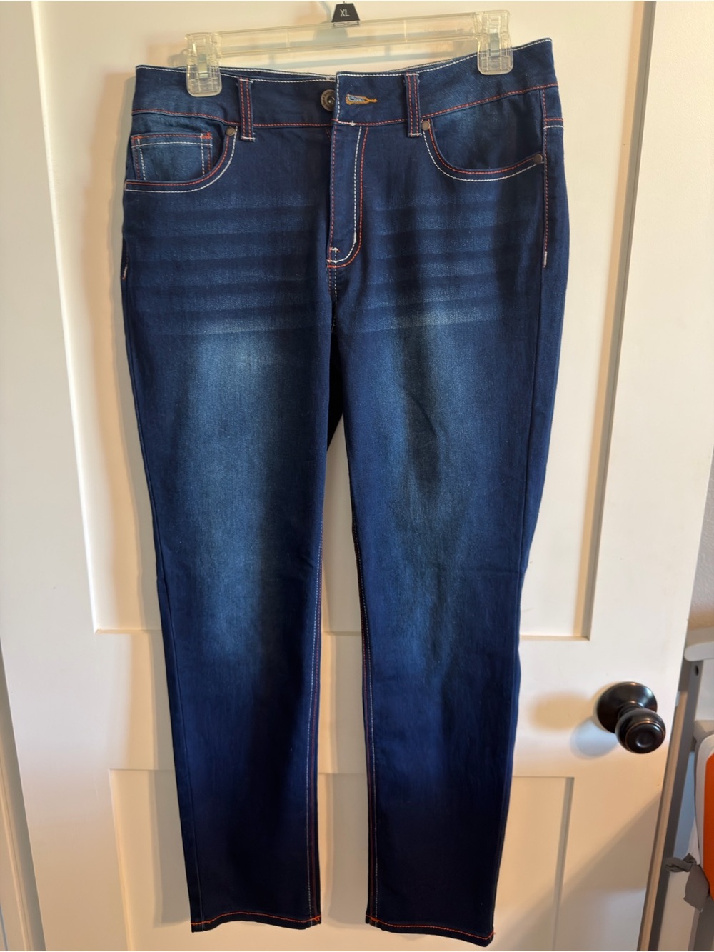 Hand Crafted Dark Blue Slim Straight Jeans